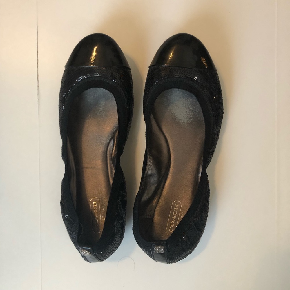 Coach Black Sequin Flats